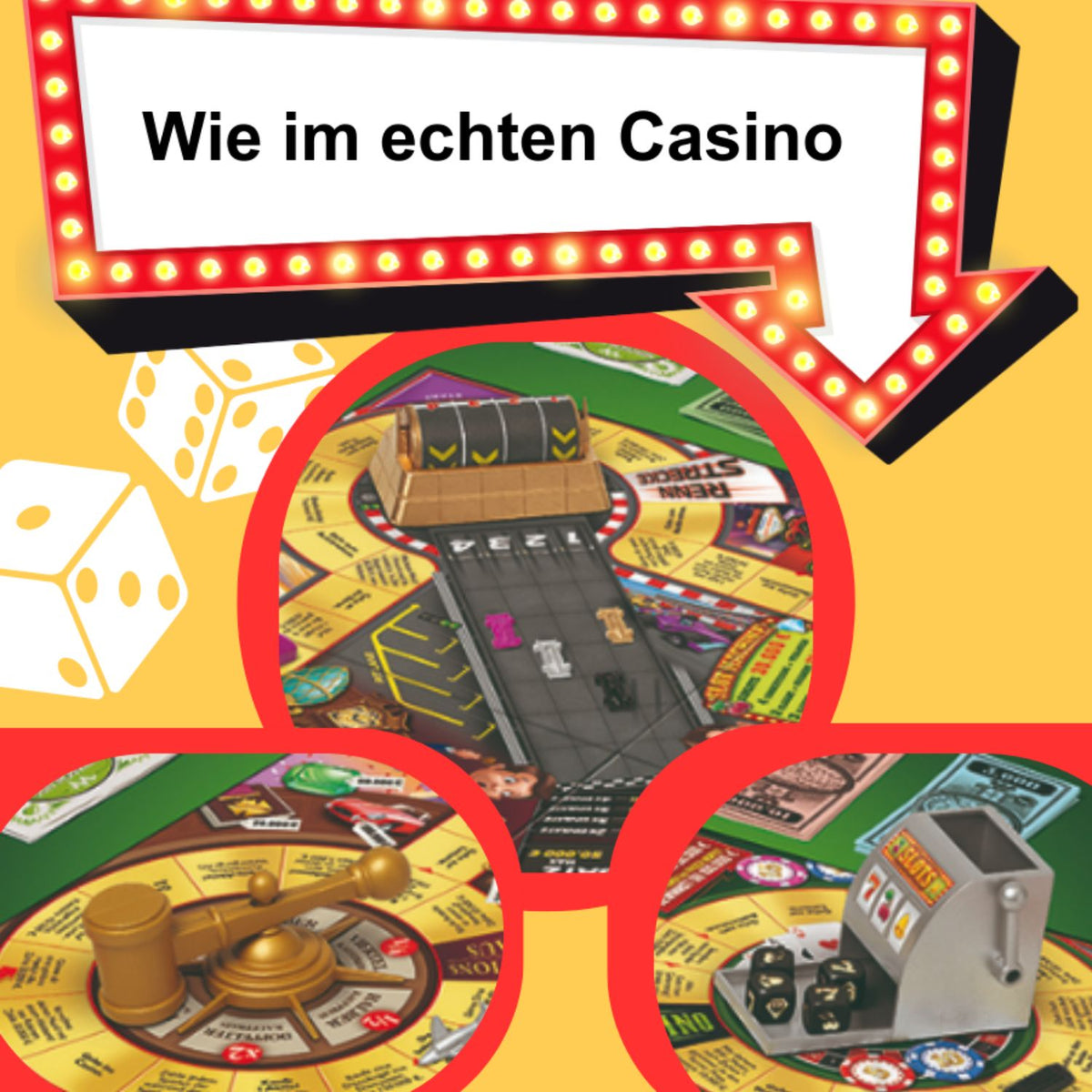 Mankomania-Spielbox mit Casino-Brett-Detailansicht und markierten Spielfeldern