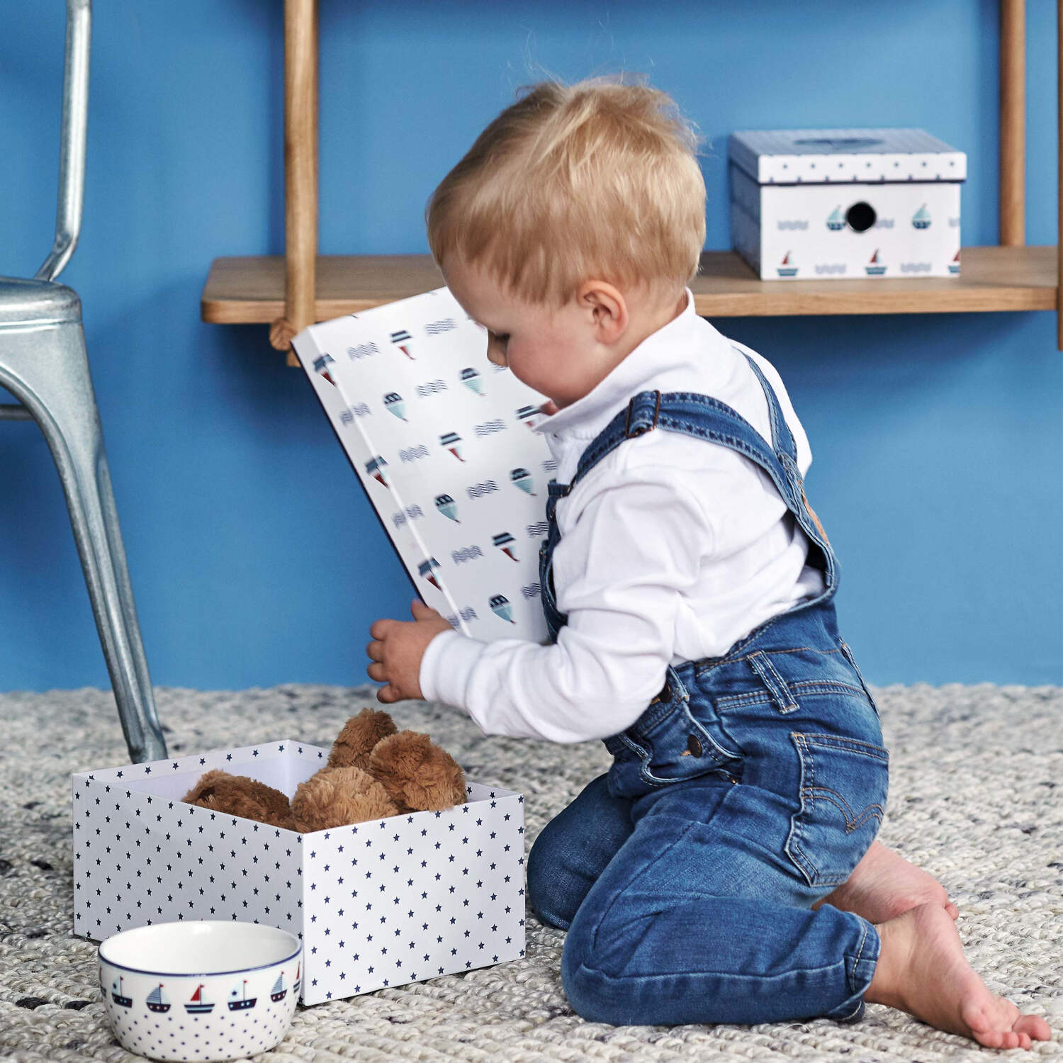 Baby Lätzchen mit Auffangschale "Noah" (Blue)