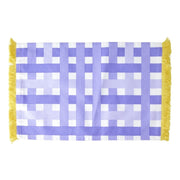 Tischset mit Karomuster und Fransen (Lavendel/Gelb)
