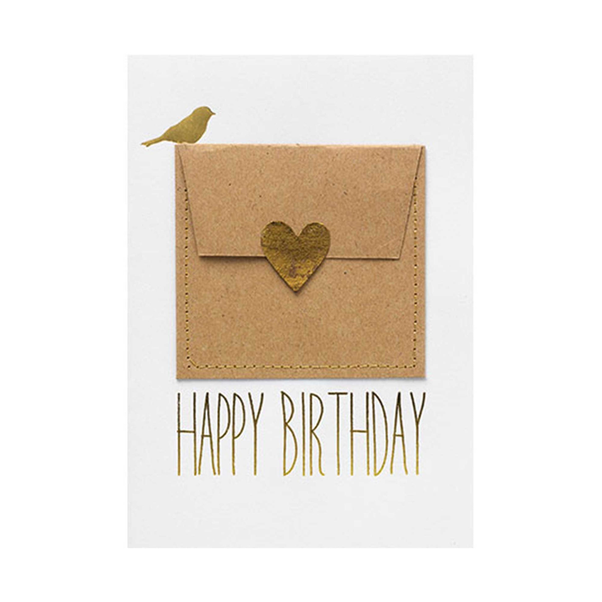 Glückwunschkarte Gutscheinkarte "Happy Birthday" - 12x17 cm (Herz/gold) räder Design