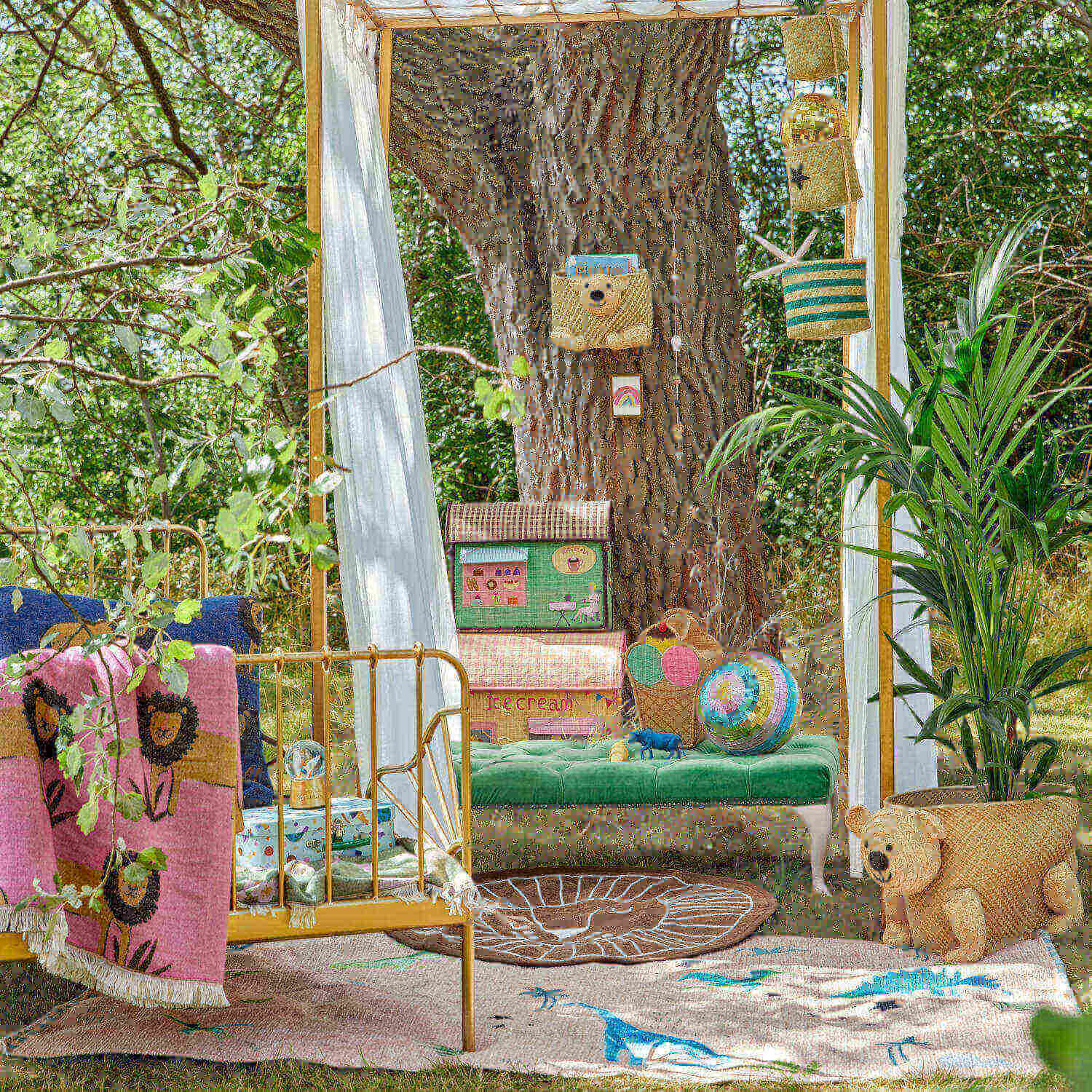 Kinder-Teppich "Dinosaurs - Dinosaurier" - 180x120 cm (Beige/Blau)
