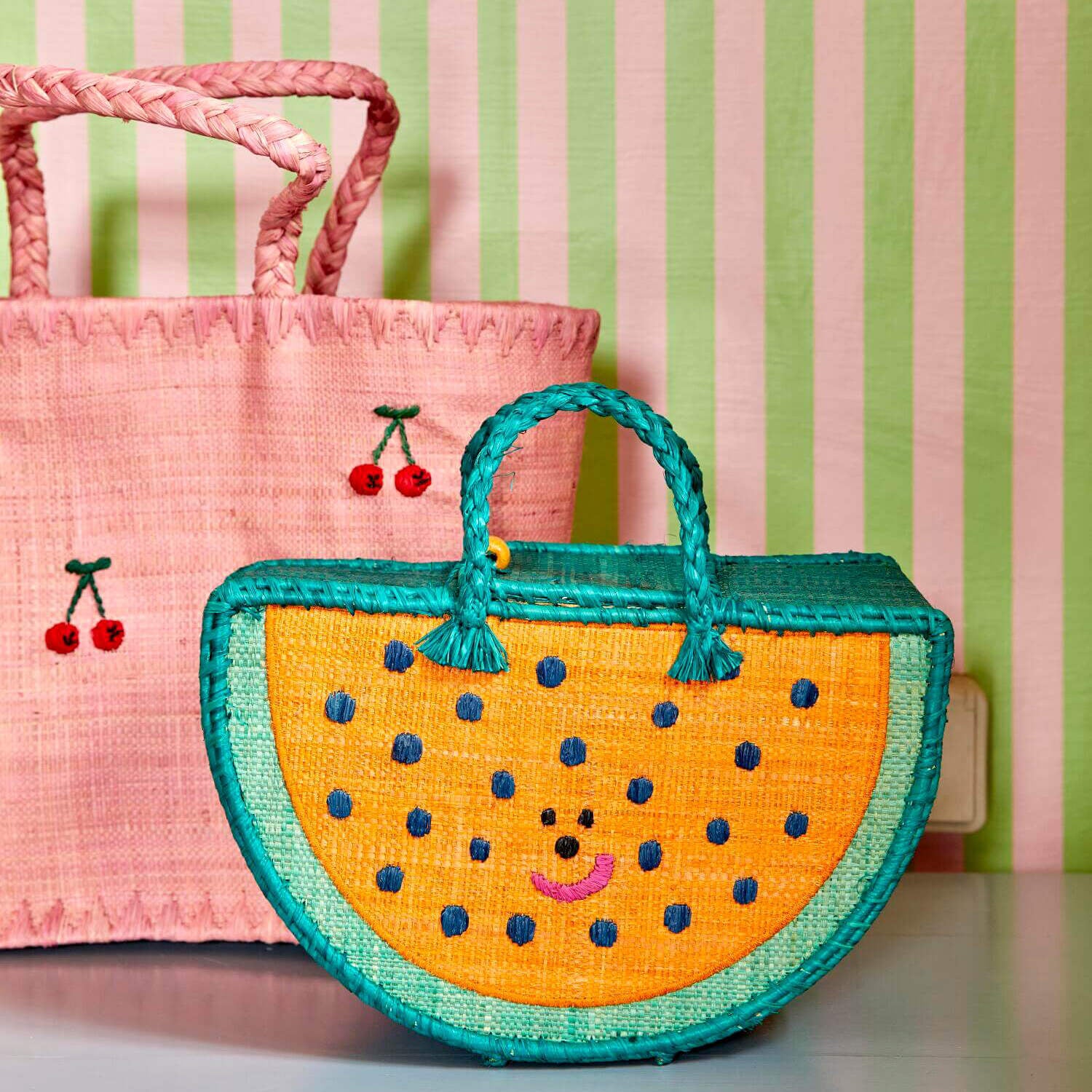 Tasche aus Raffia "Watermelon/Wassermelone" - Klein