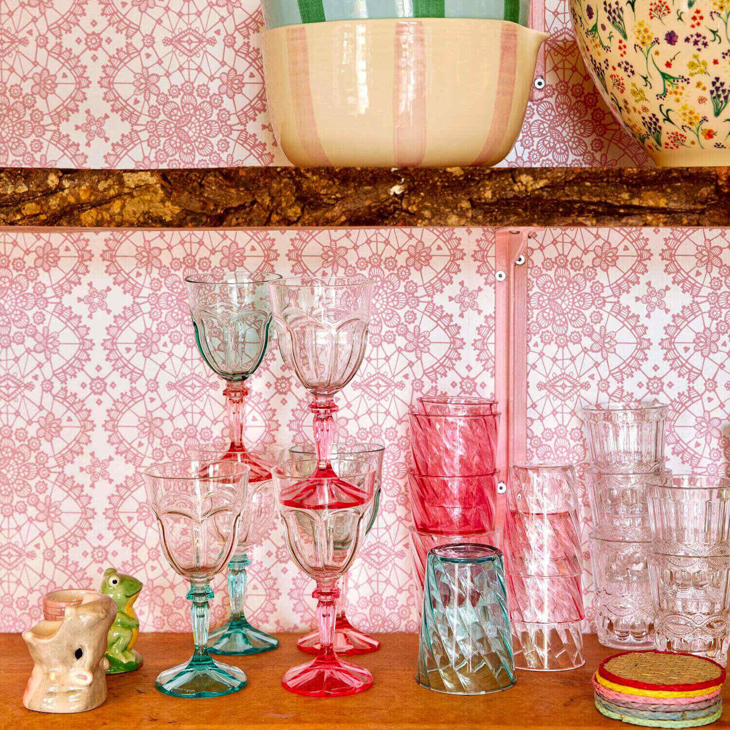 Untersetzer aus Raffia im 6er-Set - Rund "YIPPIE YIPPIE YEAH"