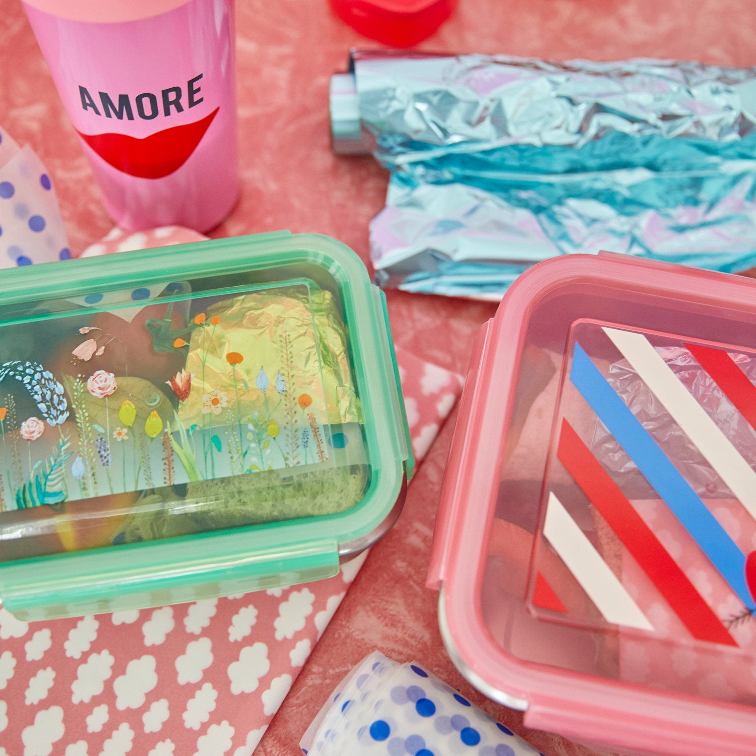Lunchbox aus Edelstahl "Candy Stripes" - Quadratisch