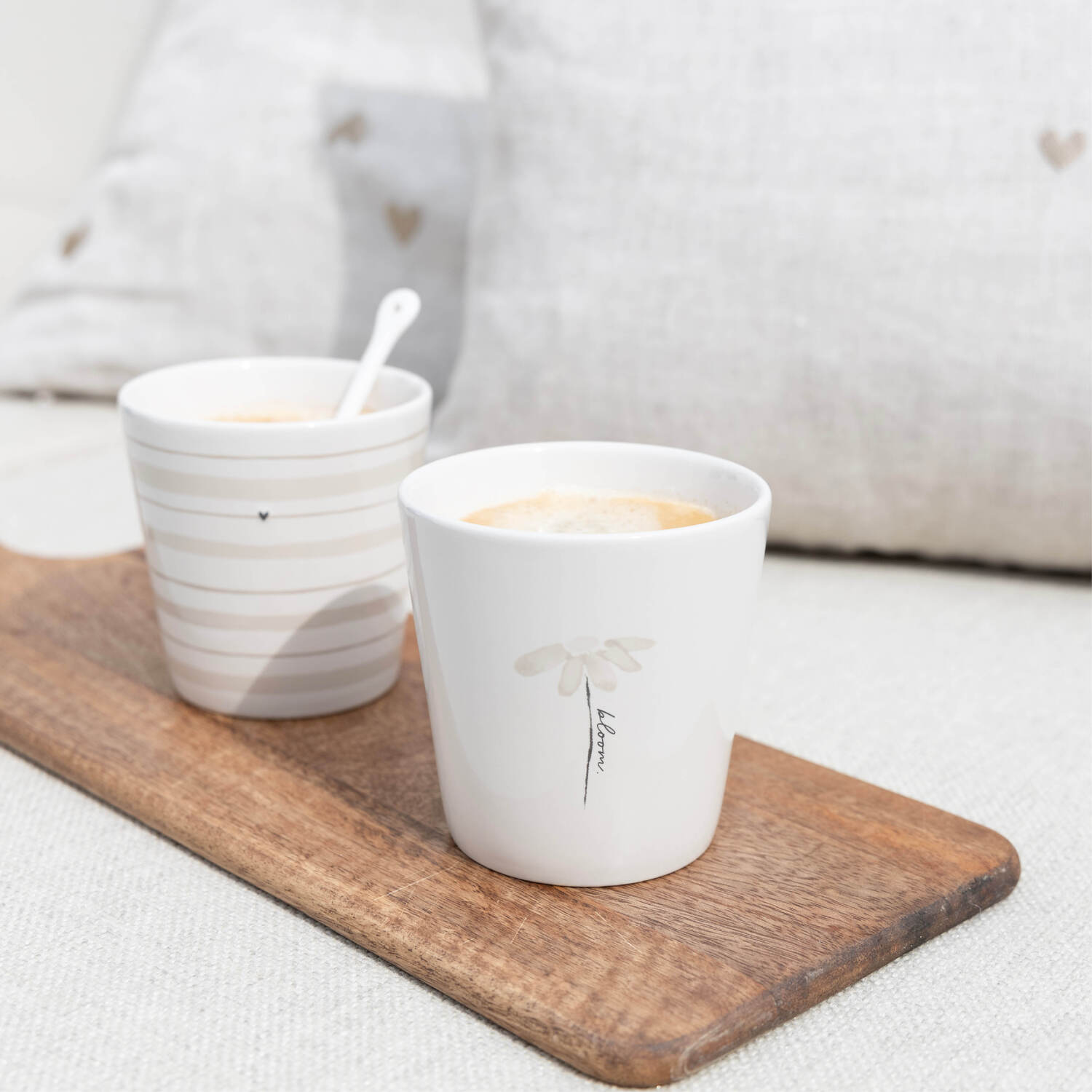 Tasse "Hearts" - 8,5x9 cm (Weiß/Natur)