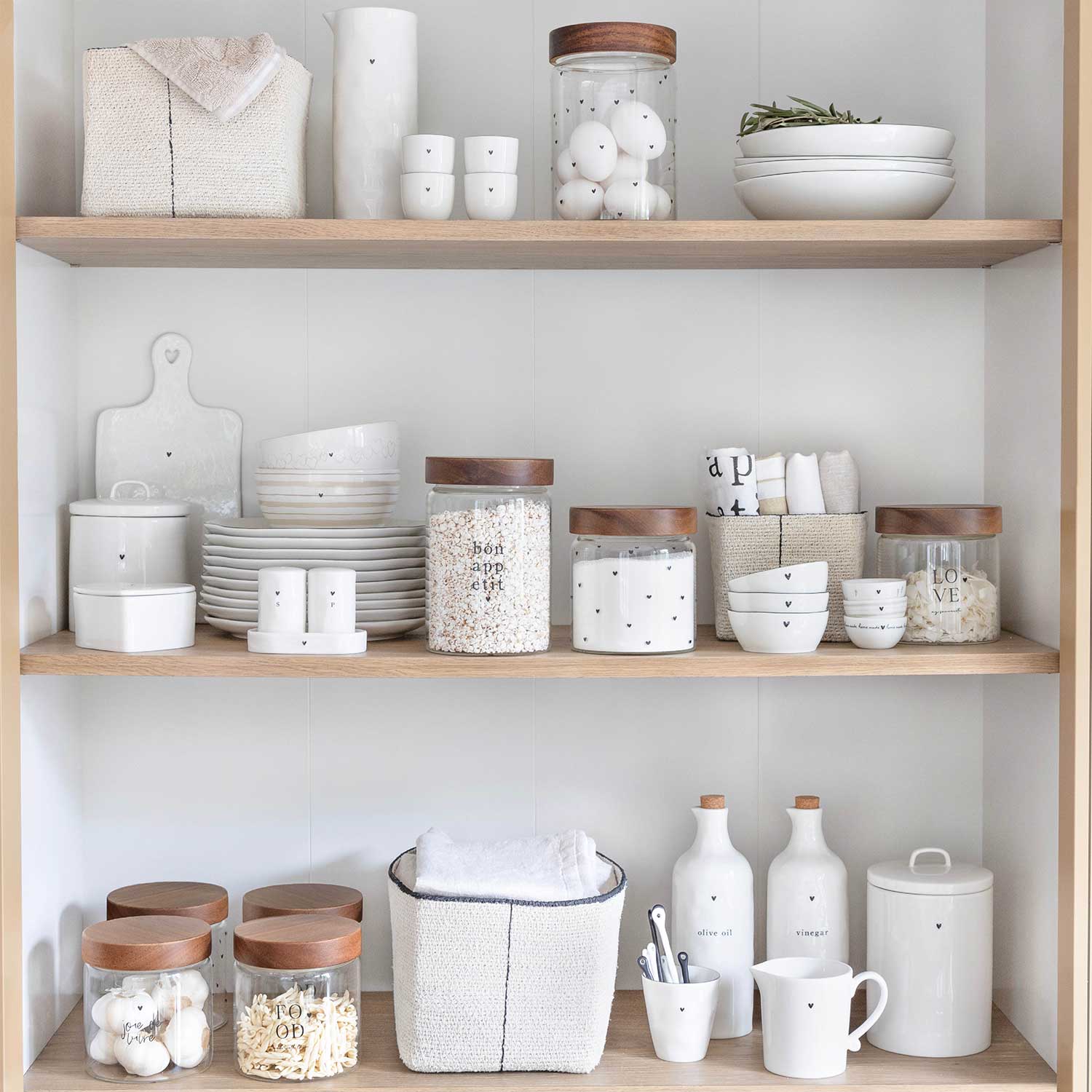 Salatschale "Heart" - 15,5x27x8 cm (Schwarz/Weiß)