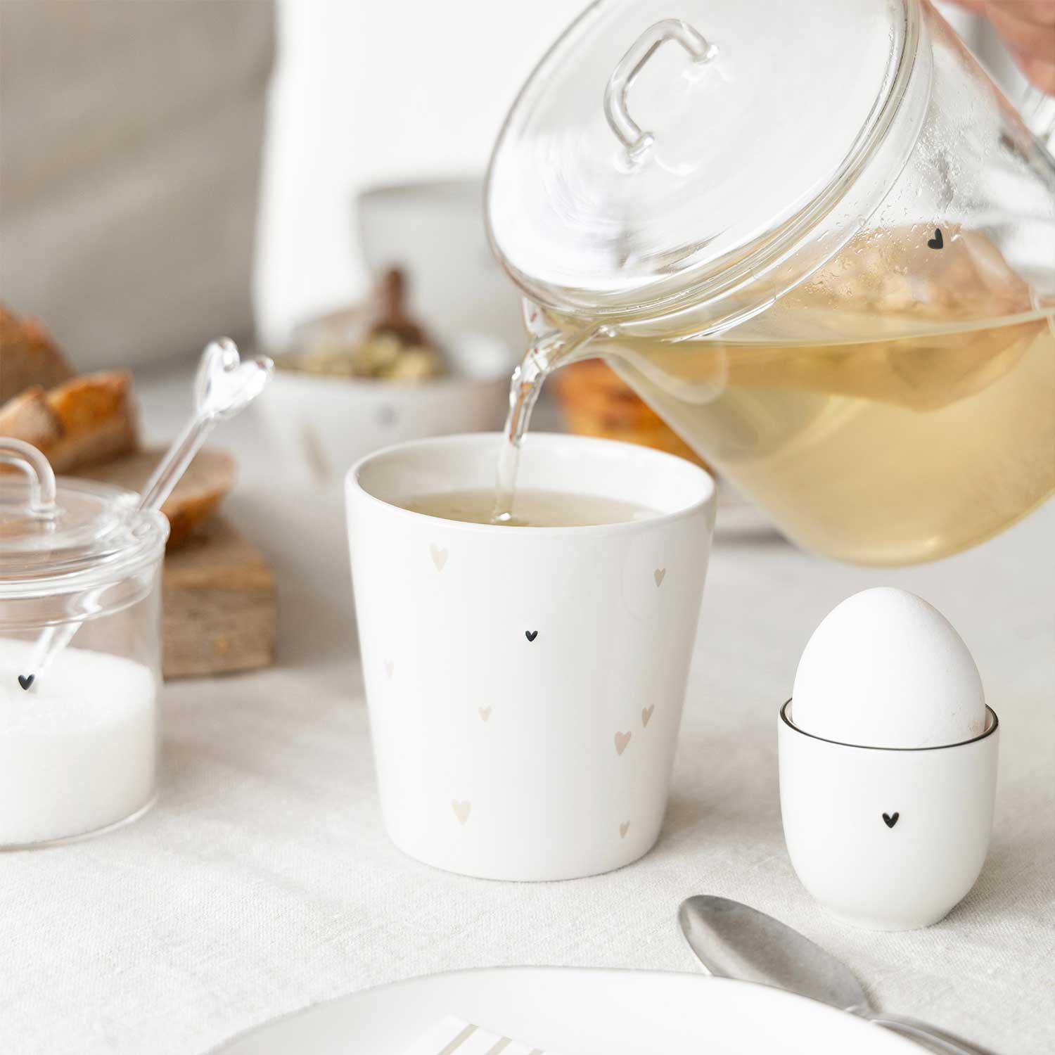 Becher "Heart" - 9x9 cm (Weiß/Schwarz)
