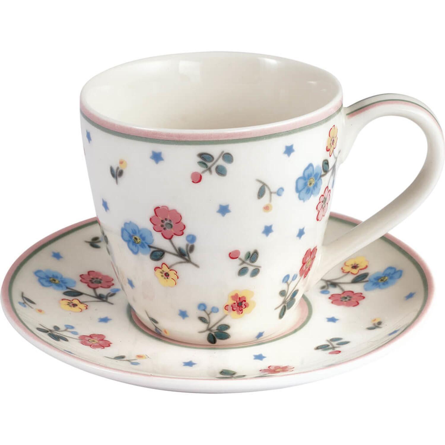 Espressotasse mit Untertasse "Adelena" - 6,7x6,5 cm (Weiß)