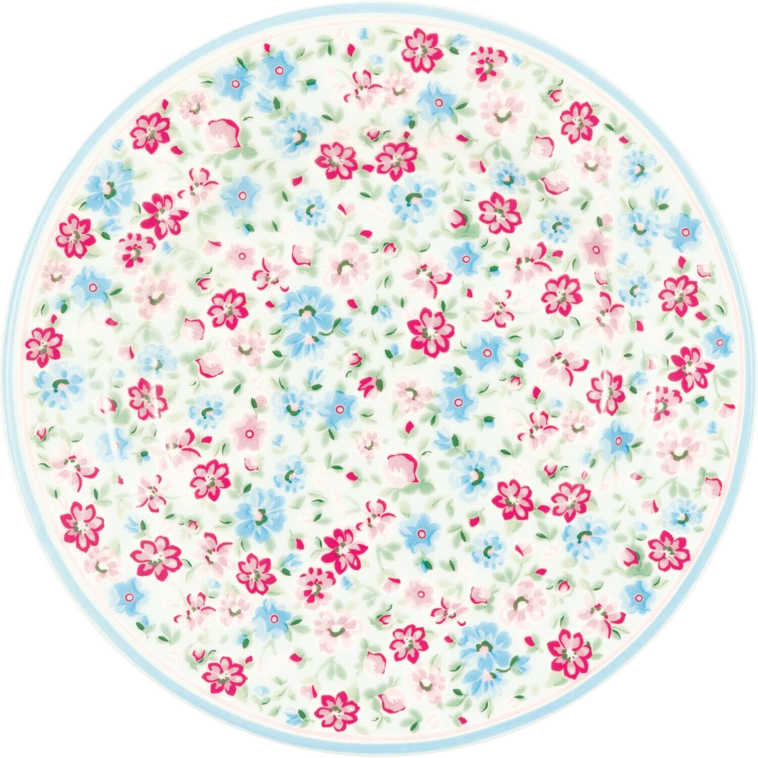 Dessertteller Louisa, 15 cm, weiß mit buntem Blümchenmuster