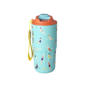 Thermotasse aus Edelstahl, mintfarben, 550 ml, mit buntem Strandmotiv und Deckel