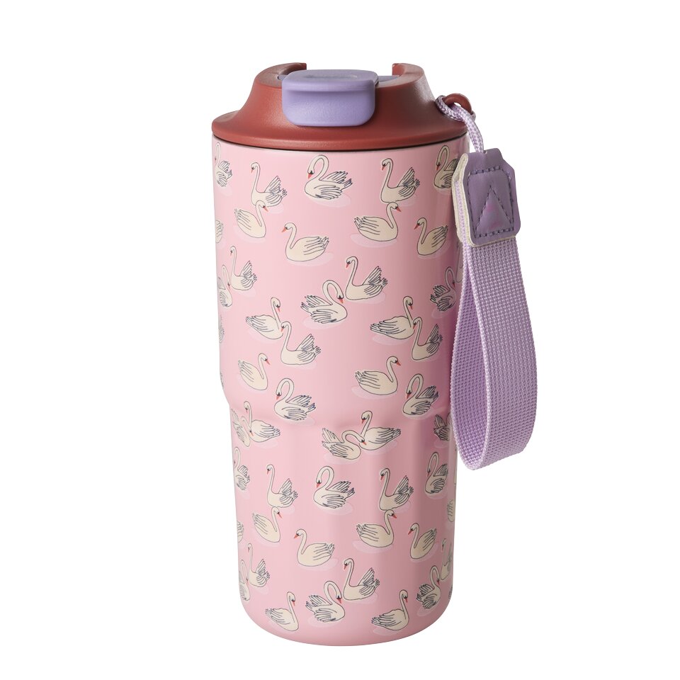 Edelstahl Thermobecher "Swan in Paris" - L (Rosa)