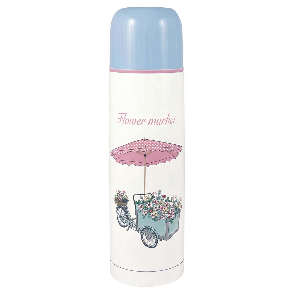 Thermo-Flasche "Portia Flowers" - 800 ml (Weiß)