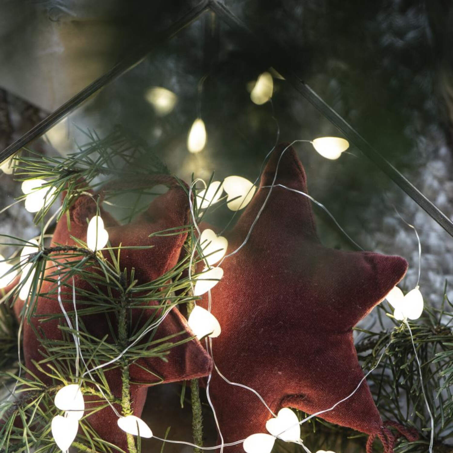Lichterkette für draußen - 40 Herz-Lichter