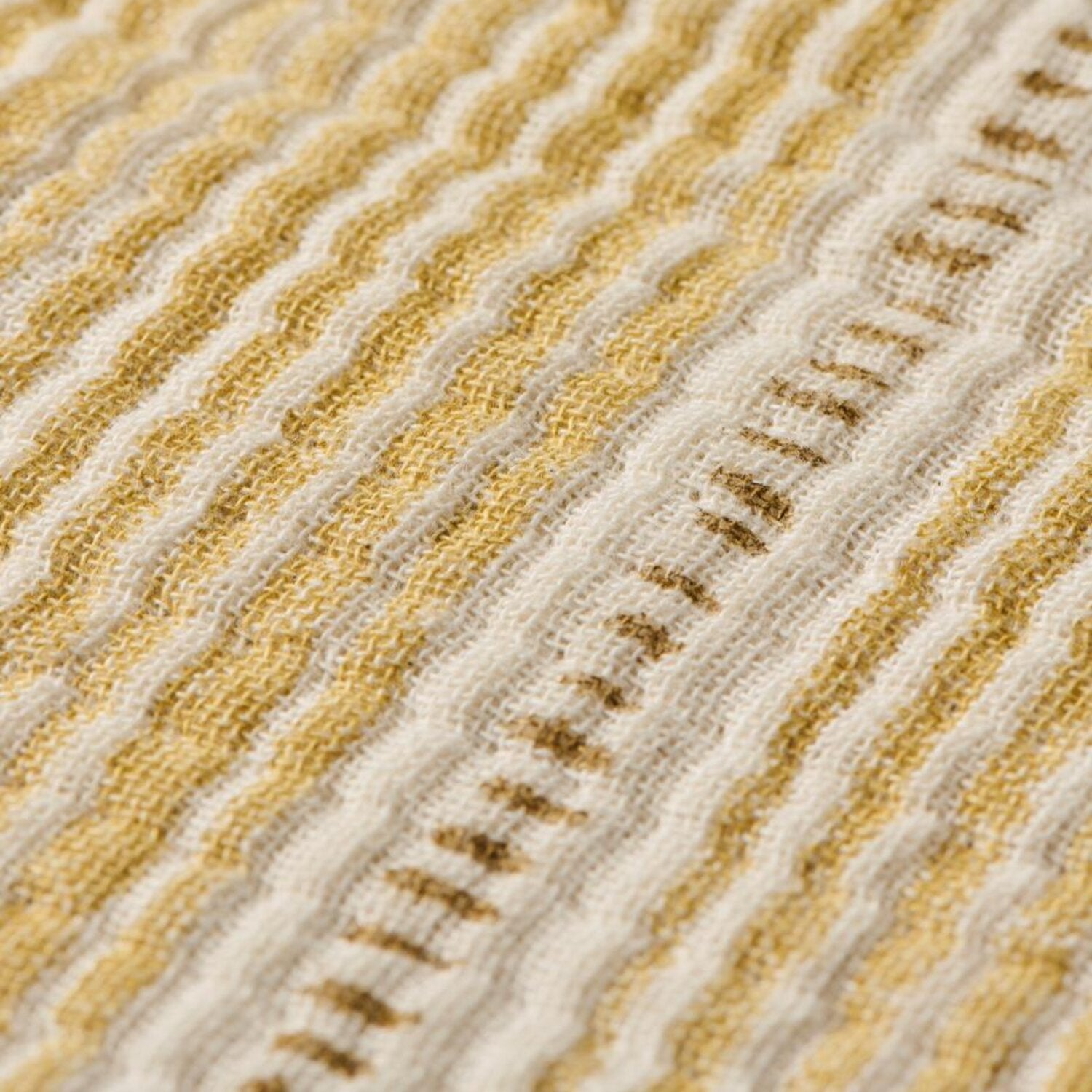 Kissenbezug "Streifen" - 60x40 cm (Offwhite/Mustard)