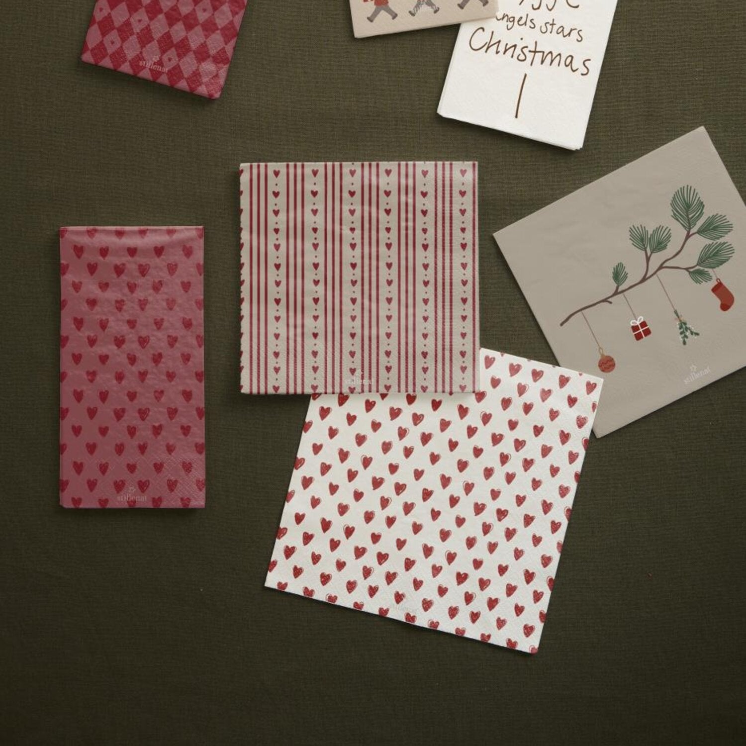 Papierserviette "Herzen" - 10x20 cm (Desert Rose/Rot)