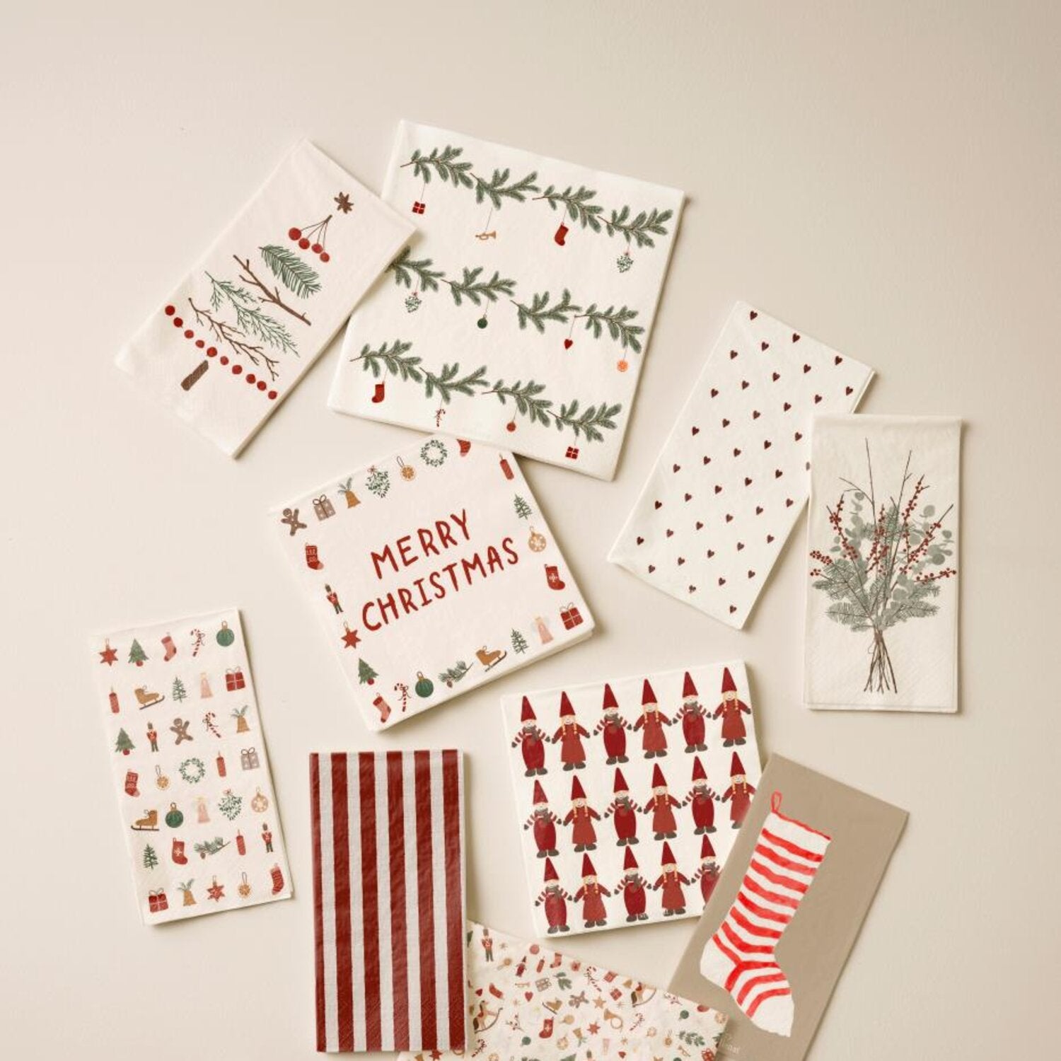 Papierserviette "My Nostalgic Christmas - Weihnachtsgirlanden" - 20x20 cm (Natur/Grün)