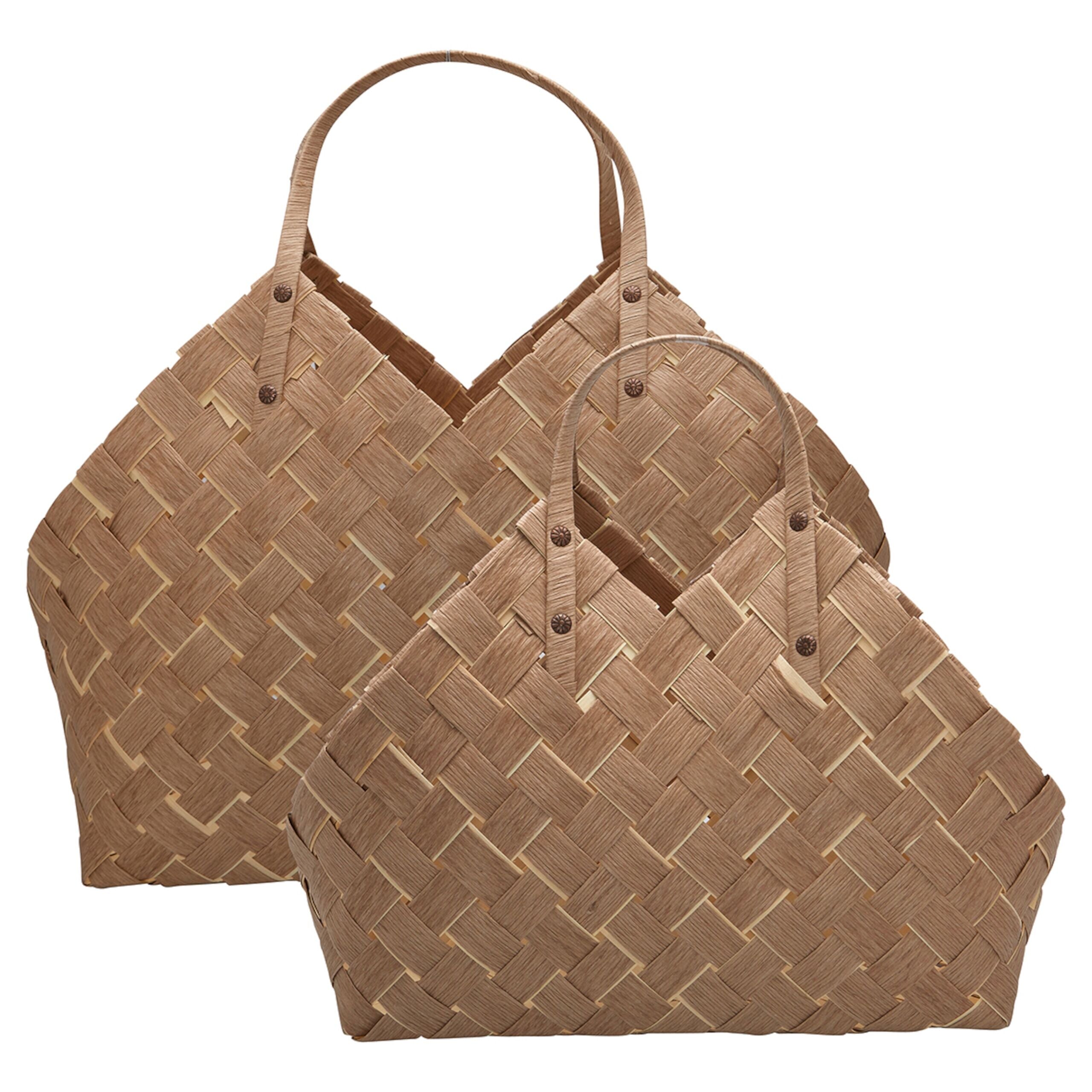 Flechtkorb mit Henkel im 2er-Set (Beige)