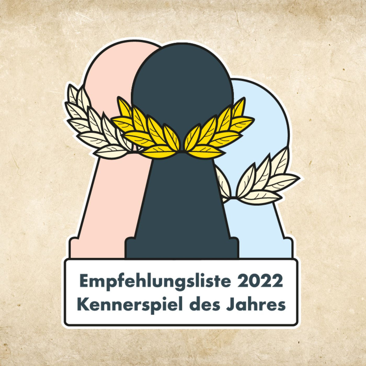 Aufkleber „Empfehlungsliste 2022“ mit Kerzenwachs und Lorbeerkranz