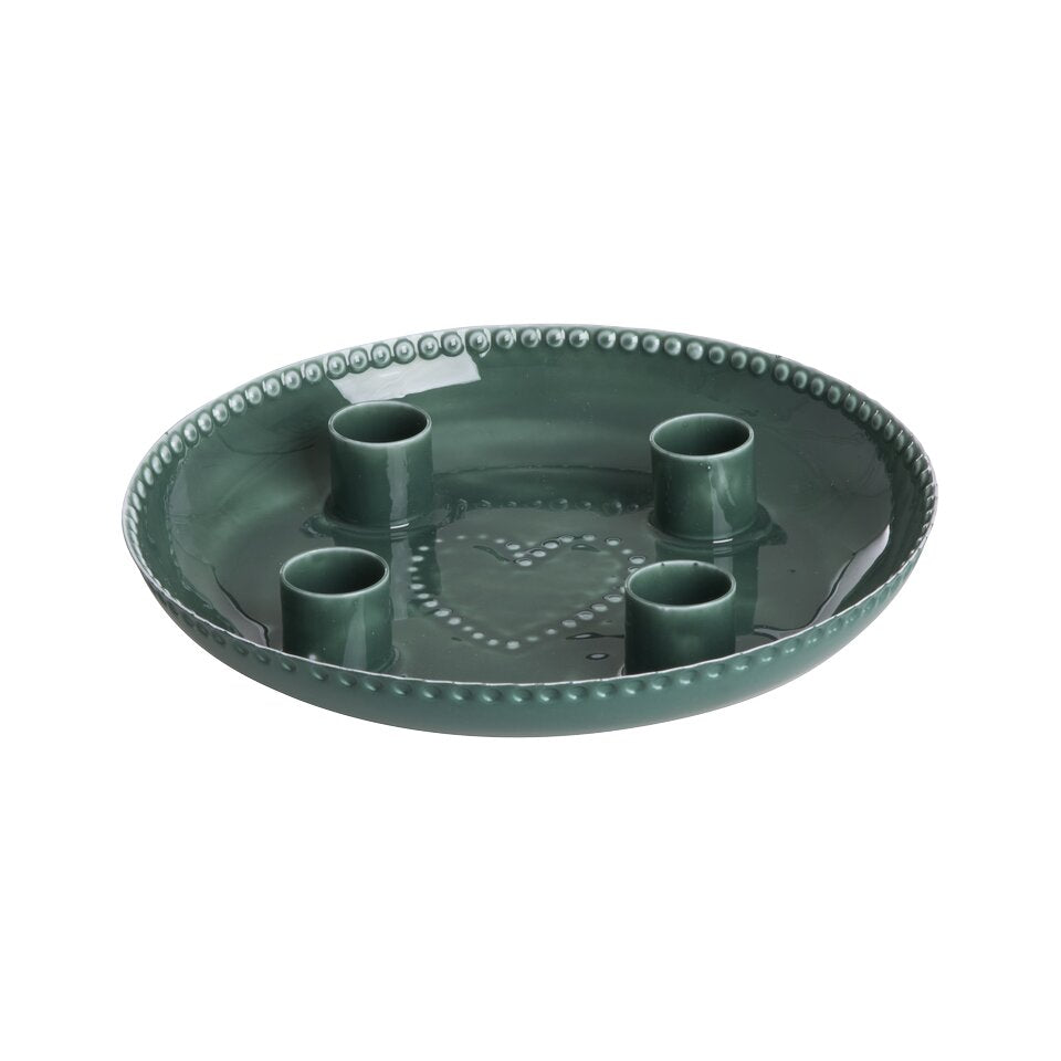 Runder Kerzenhalter für 4 Kerzen "Christmas" - 18x3 cm (Grün)