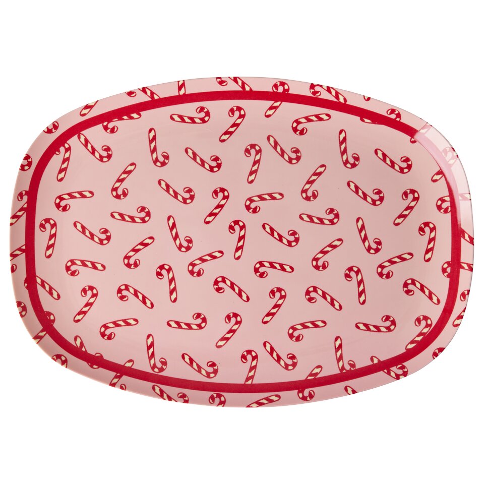 Melamin Rechteckige Platte "Candy Cane" - 30x22 cm (Rosa)