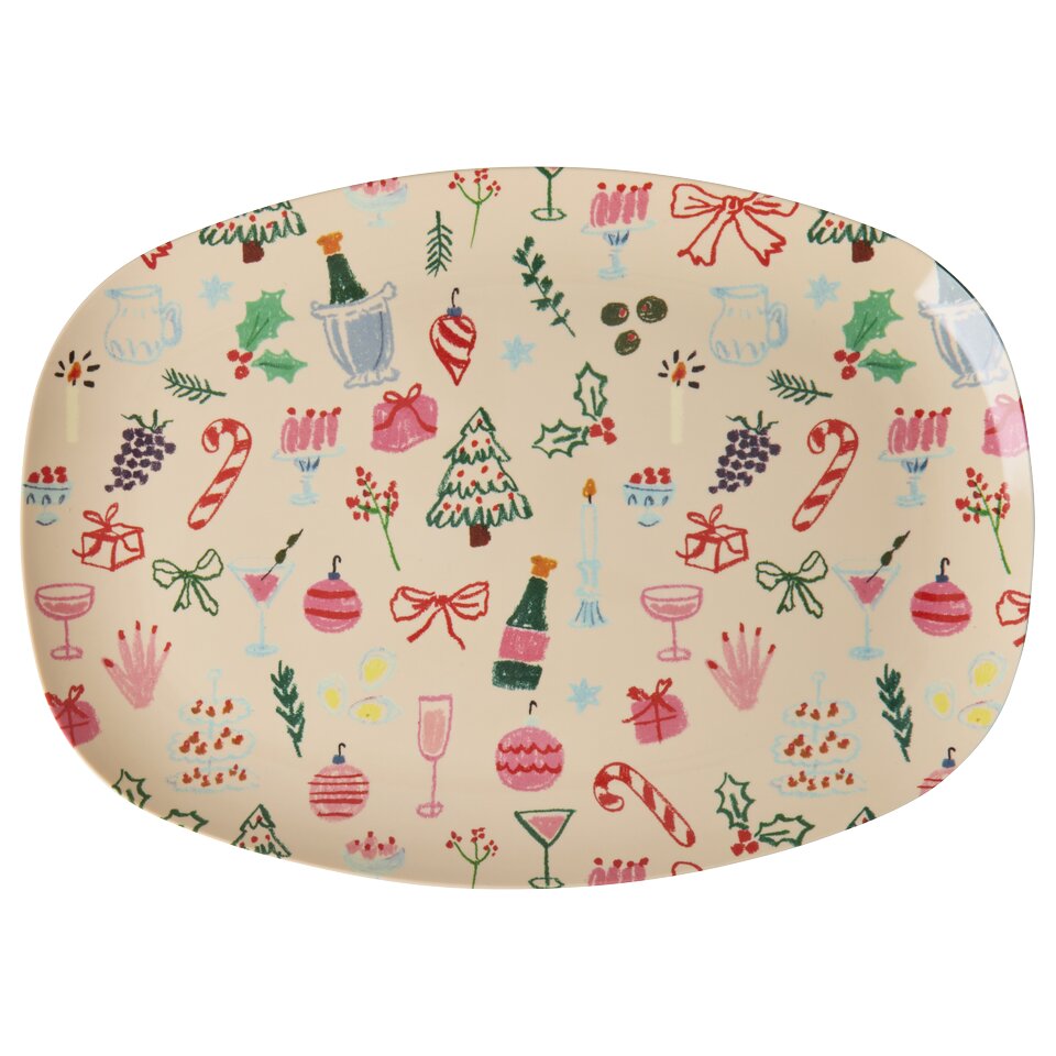 Melamin Rechteckige Platte "Xmas Galore" - 30x22 cm (Rosa)
