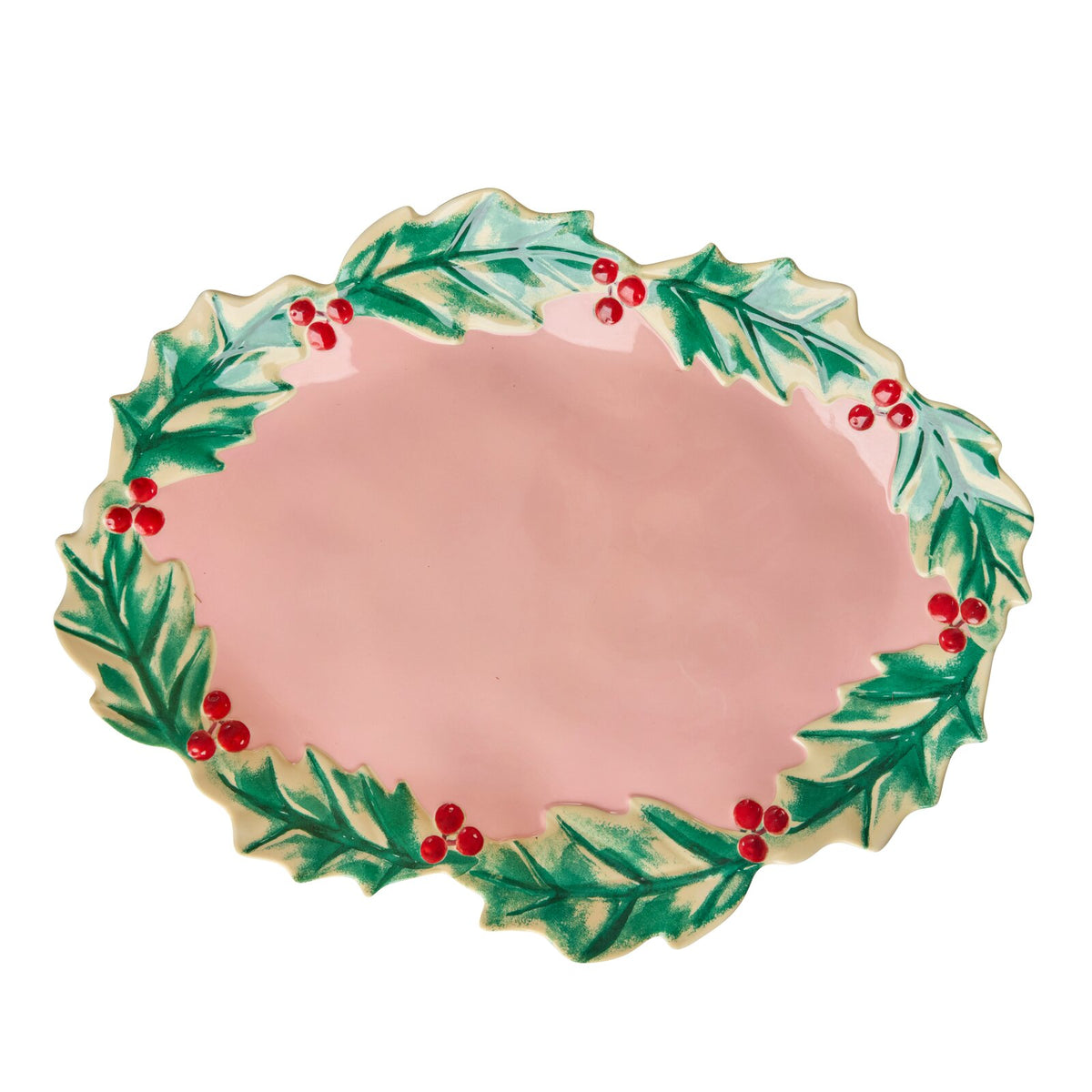 Melamin Servierplatte "Xmas - Hawthorn Edge" - 41,5x31x3,8 cm (Pink)