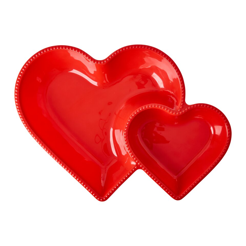 Melamin Servierplatte "Heart" - 41,5x30x0,6 cm (Rot)