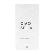 Papierserviette weiß mit Aufdruck „CIAO BELLA“ und Herz, 10×20 cm