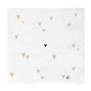 Serviette "Hearts" - 16,5x16,5 cm (Natur/Weiß)