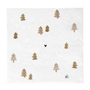 Papierserviette "Xmas Trees" - 16,5x16,5 cm (Weiß/Braun)