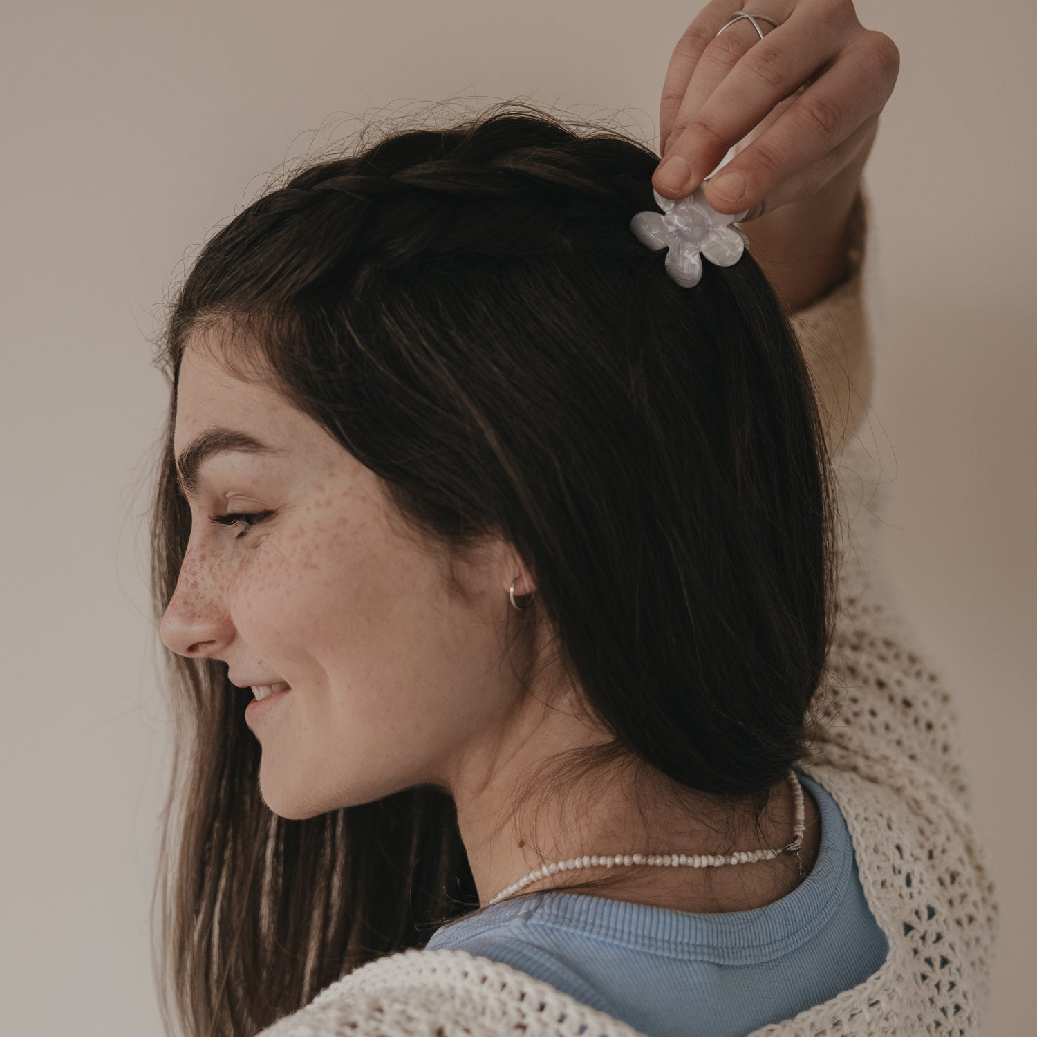 Haarspange "Blume" (Pearl)
