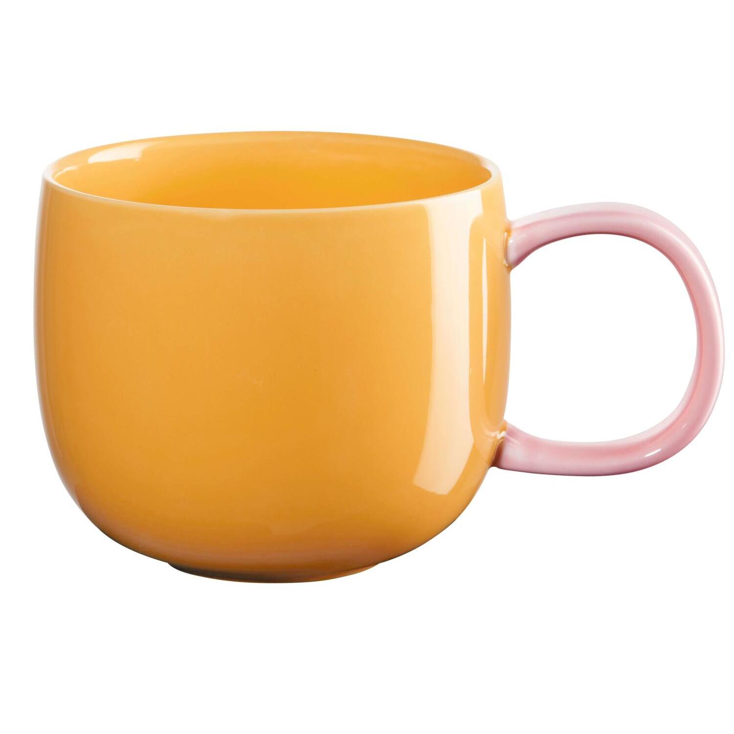 Henkelbecher "passion fruit" - 400 ml (Orange/Rosa)