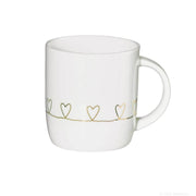 Henkelbecher "Hearts" - 350 ml (Weiß/Gold)