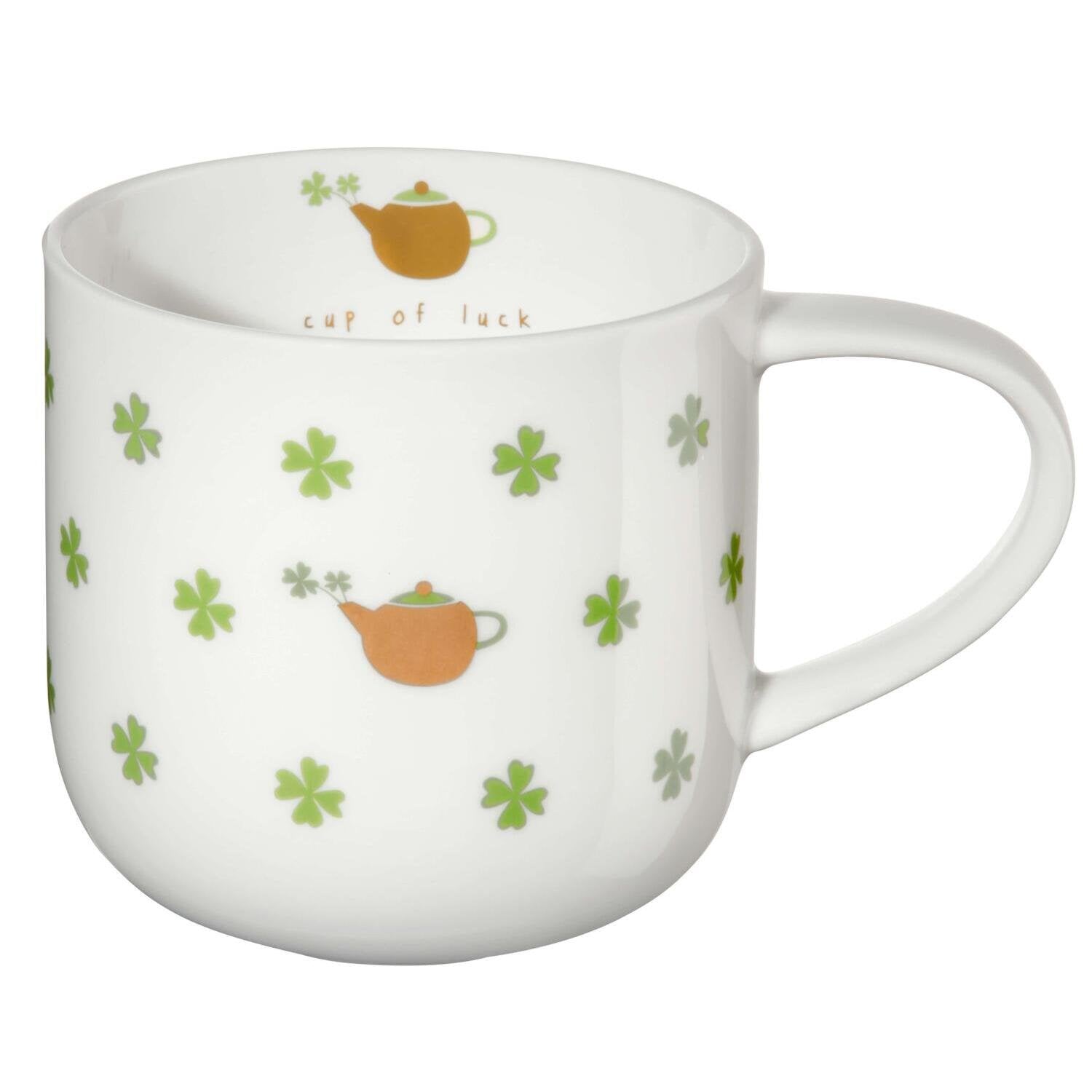 Henkelbecher "Cup of luck" - 400 ml (Weiß)