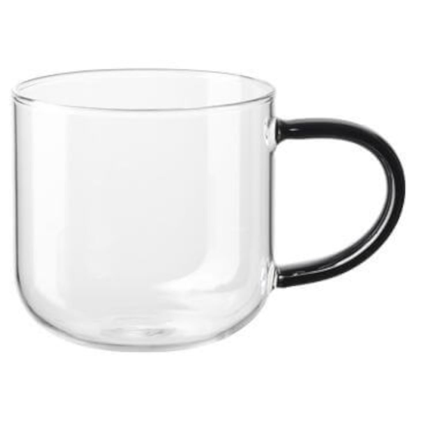Henkelbecher aus Glas - 400 ml (Schwarz)