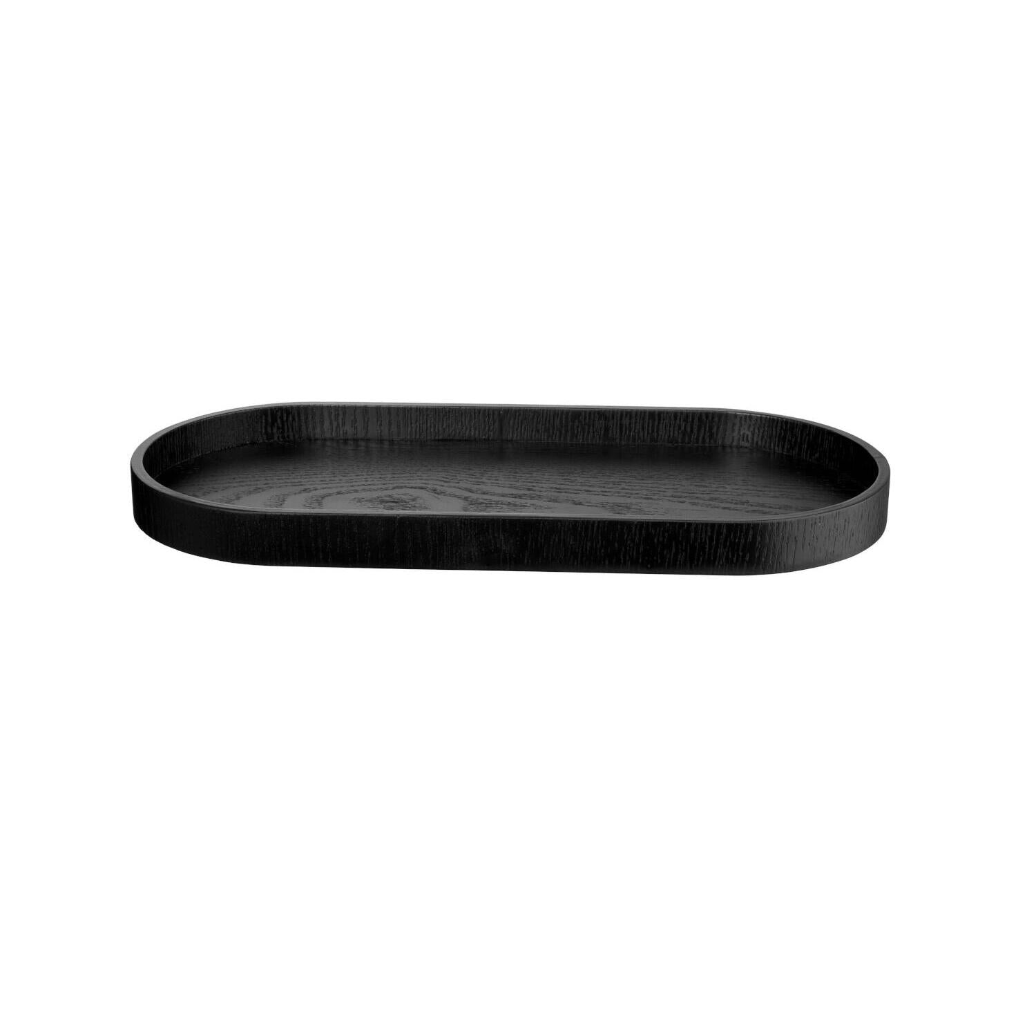 Holztablett oval - 35,5x16,5x2,5 cm (Schwarz)