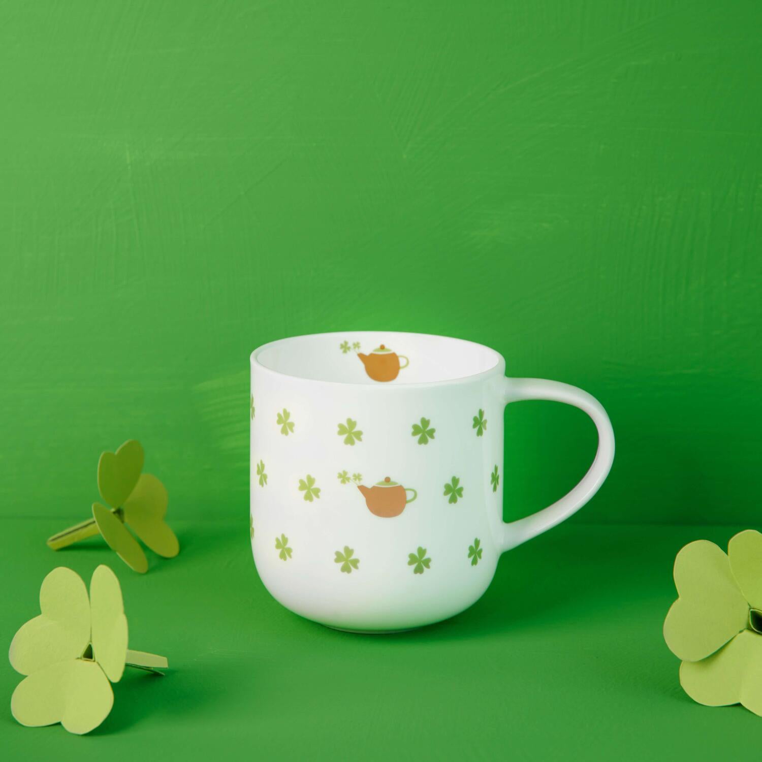 Henkelbecher "Cup of luck" - 400 ml (Weiß)