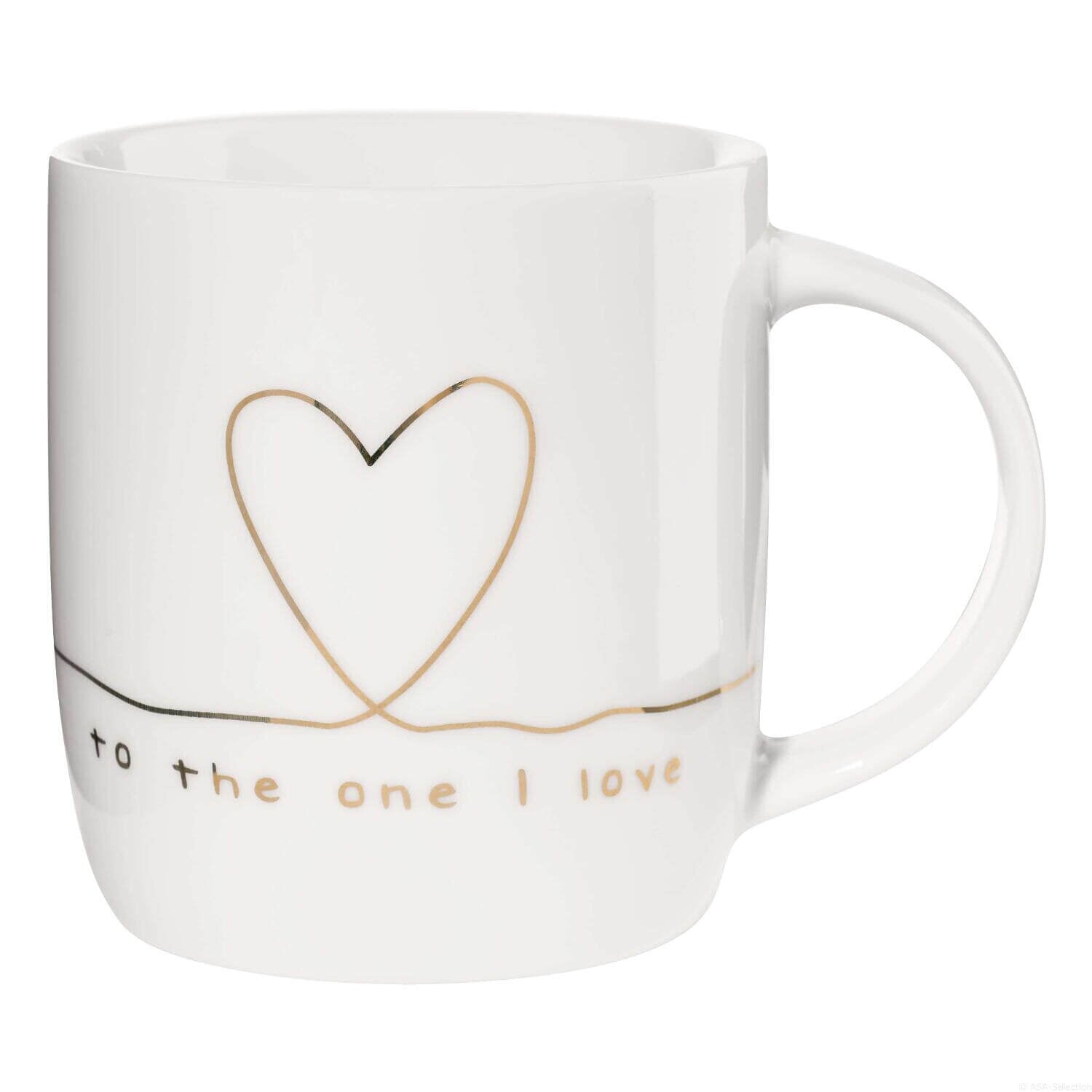 Henkelbecher "To the one I love" - 8,7 cm (Weiß/Gold)