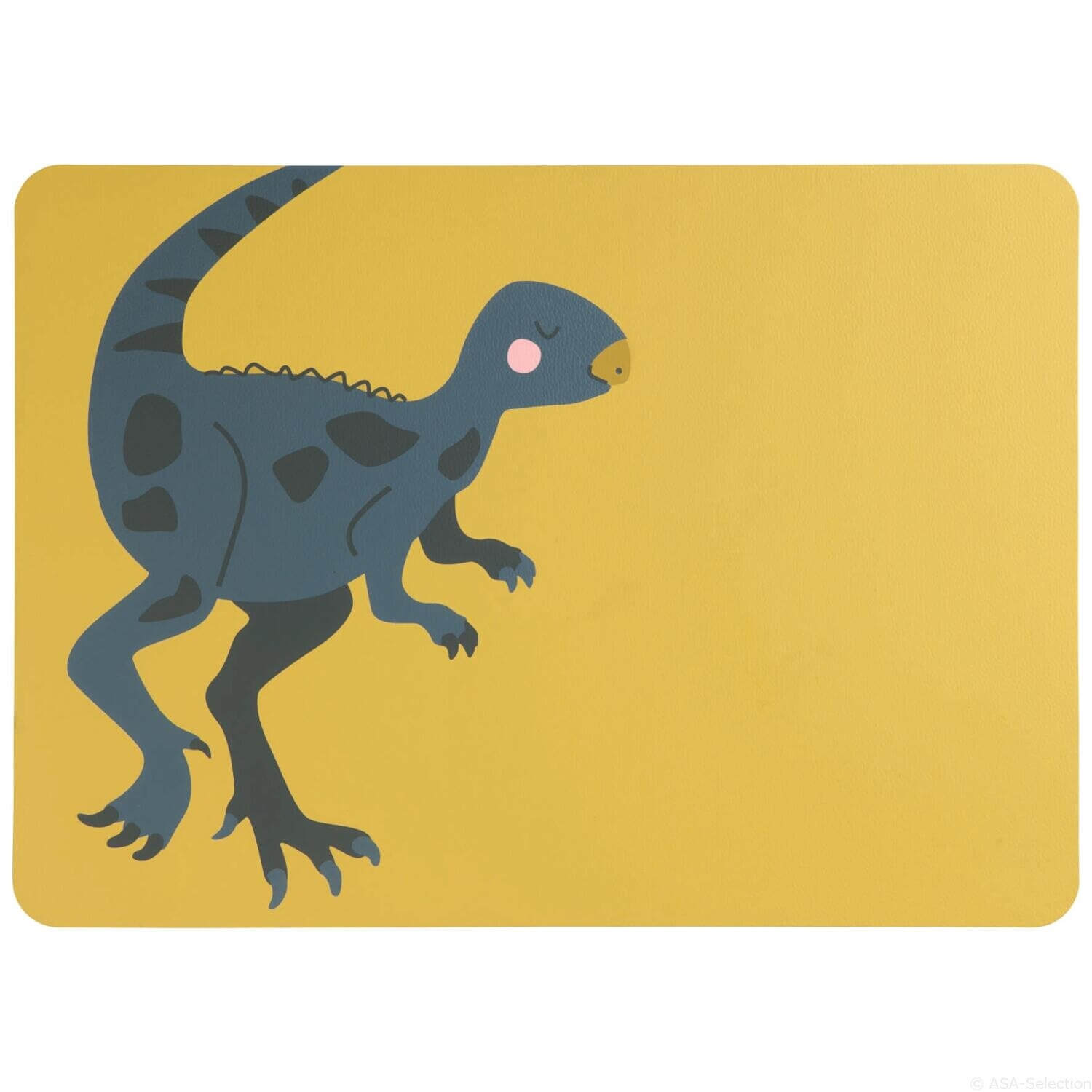 Kindertischset in Lederoptik "Xiaosaurus Xabi" - 33x46 cm  (Gelb/Grau)