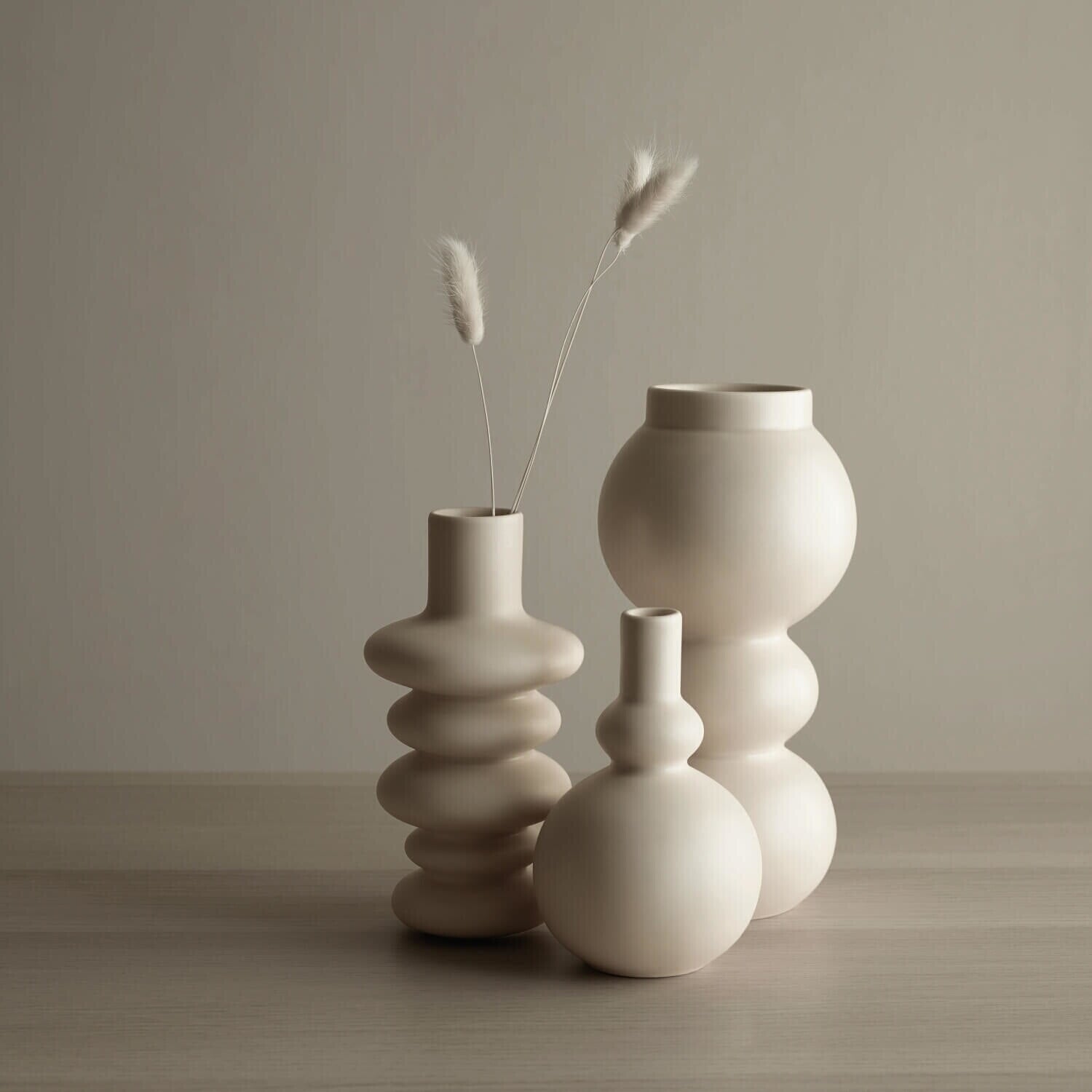 Vase rund "Como" - 15,5 cm (Creme)