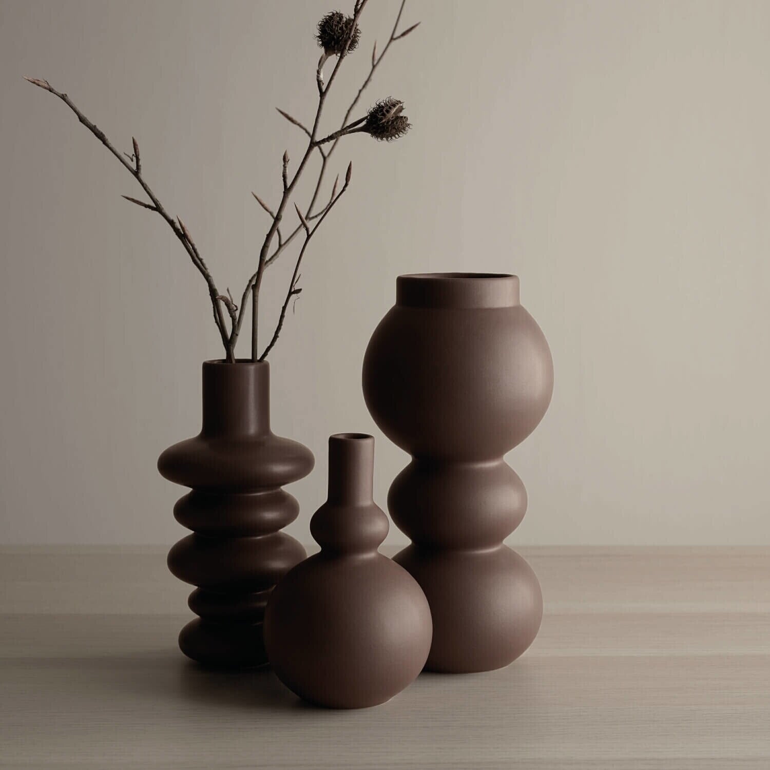 Vase rund "Como" - 19 cm (Braun)