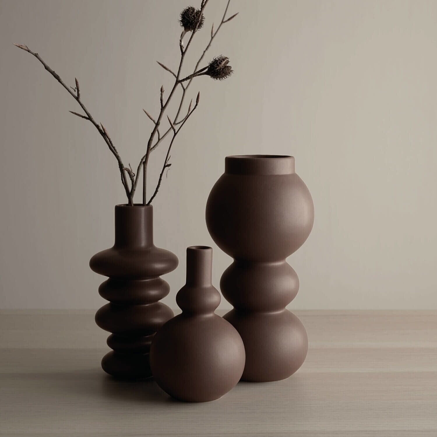 Vase bauchig "Como" - 23,5 cm (Braun)