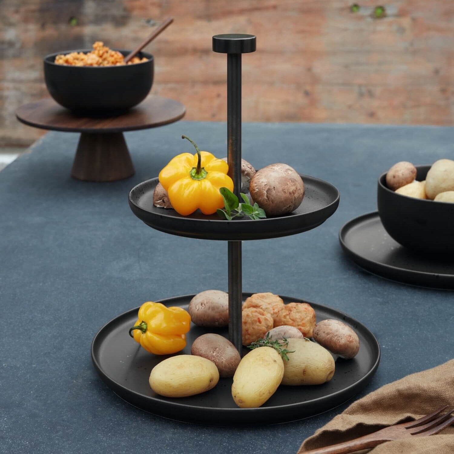 Etagere 2-stufig "Coppa Kuro" - 21x23,5 cm (Schwarz)