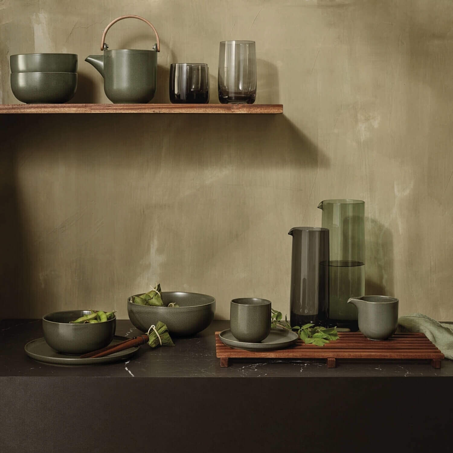 Teekanne mit Holzgriff "Coppa Nori" - 600 ml (Grün)