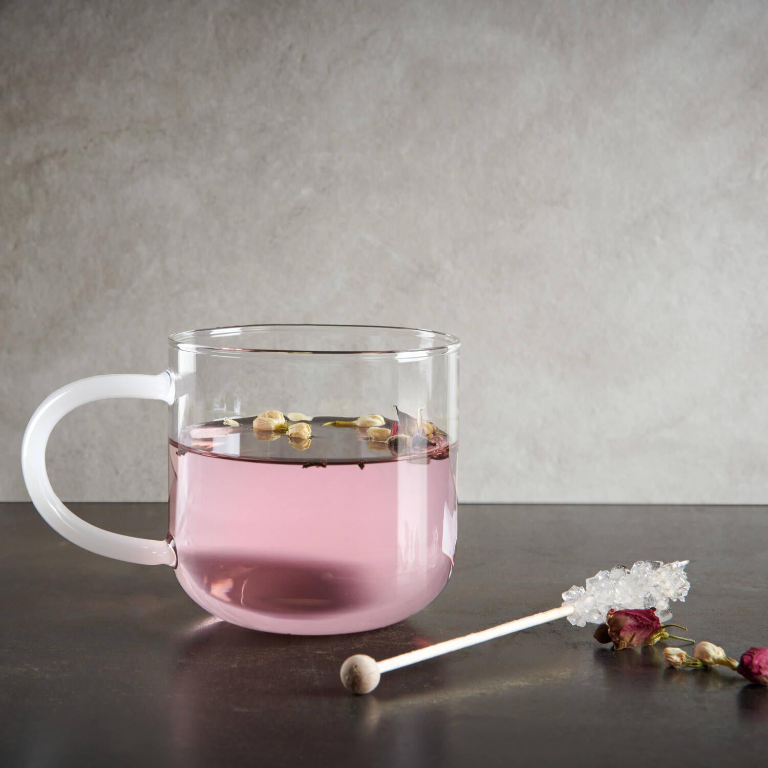 Henkelbecher aus Glas - 400 ml (Weiß)