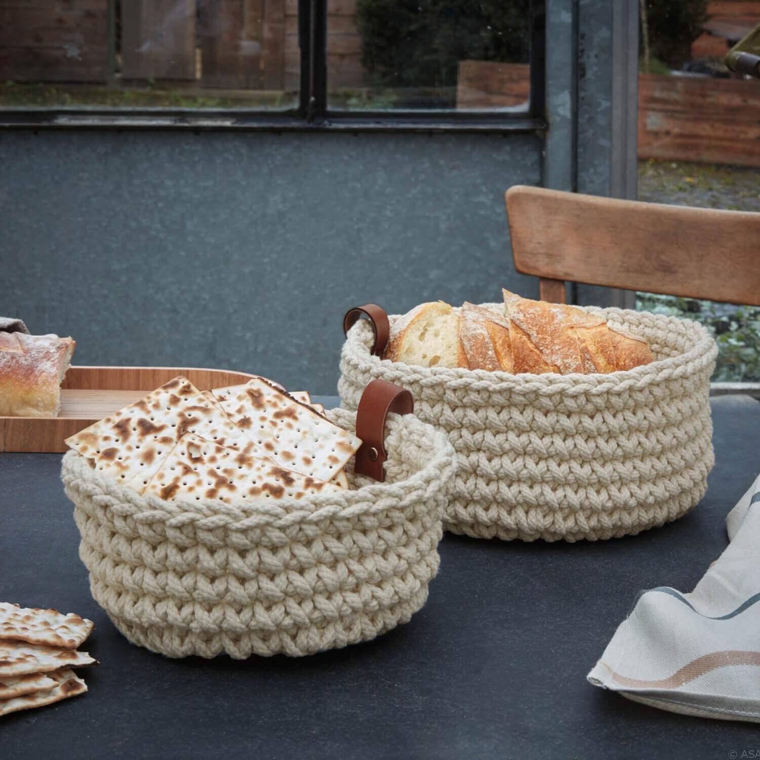 Häkelkorb - 26 cm (Beige)