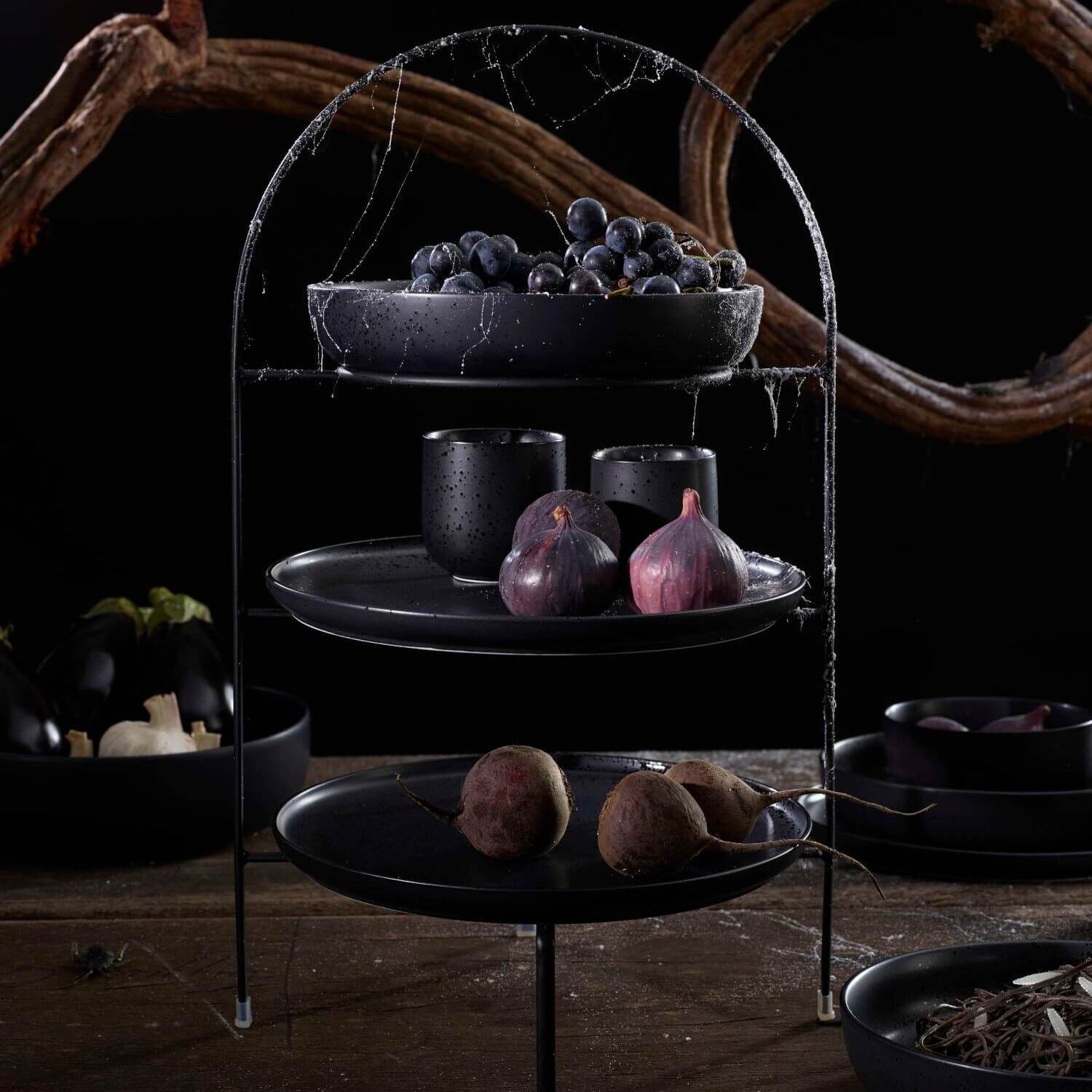 Etagere 2-stufig "Coppa Kuro" - 21x23,5 cm (Schwarz)