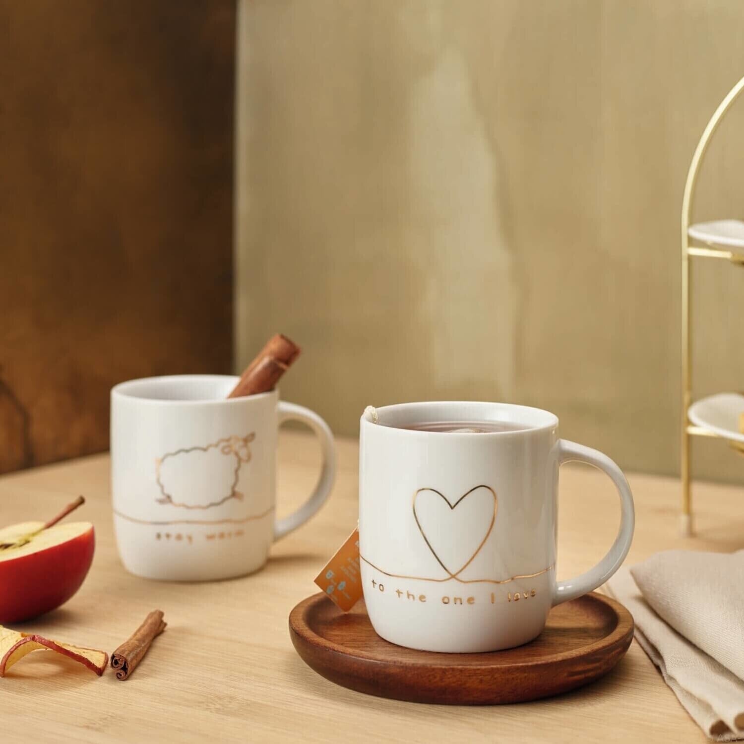 Henkelbecher "To the one I love" - 8,7 cm (Weiß/Gold)