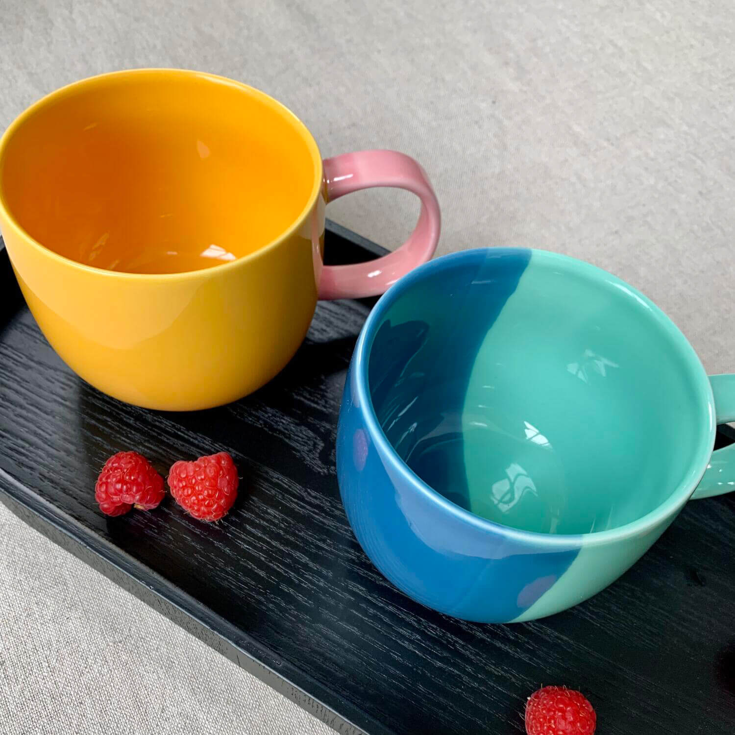 Henkelbecher "blueberry smoothie" - 400 ml (Blau/Mint)