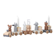 Geburtstagszug "Tierparade" - 38x11x5 cm (Braun/Grau/Weiß)